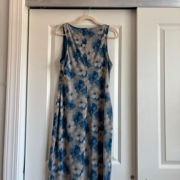 VTG Bebe Blue Floral Mesh Maxi Dress Slim Fit 90s Grunge Fairycore Bodycon Sz M - Picture 6 of 11